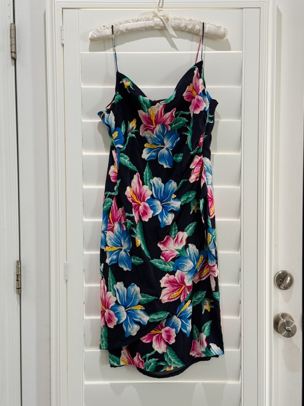 Vintage 100% Silk Lauren Ralph Lauren Midi Slip Dress with Floral Print Size 12